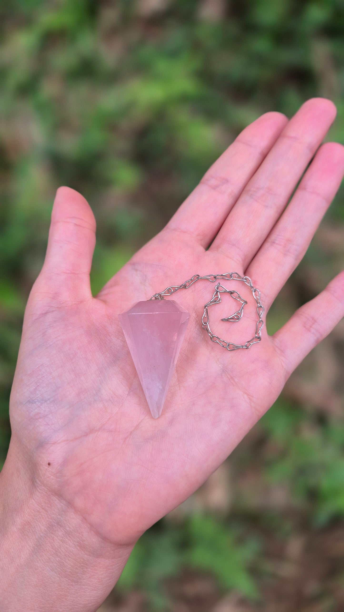 Pêndulo de Quartzo Rosa Natural